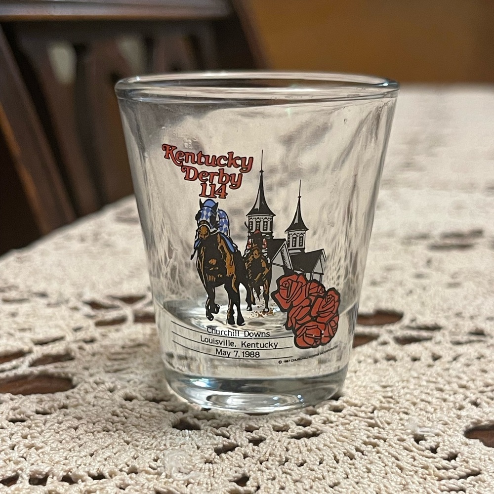 1988 Vintage Kentucky Derby 114 Shot Glass Winning Colors